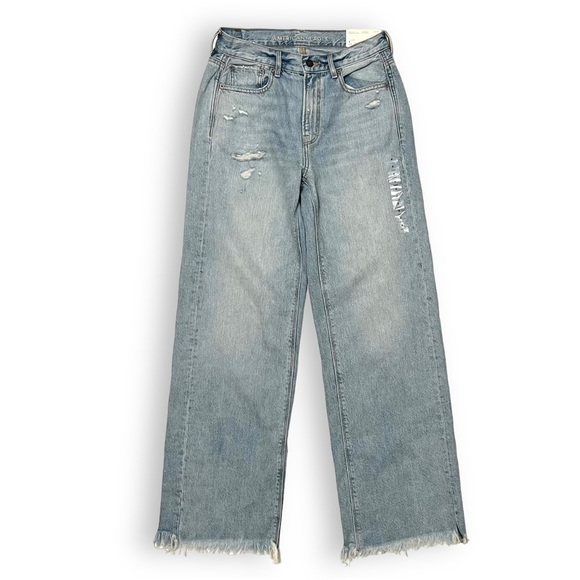 American Eagle Outfitters Denim - American Eagle Skater Jeans 27/4L Long High Rise Wide Leg Distressed Light Wash
